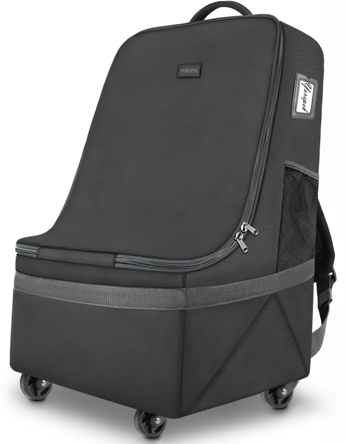 YOREPEK Car Seat Travel Bag with Wheels Padded Car Seat Backpack Large Carseat Travel Bag for Airplane Gate Check Bag Car Seat Travel Cover with Shoulder Strap Car Seat Carrier for Airport