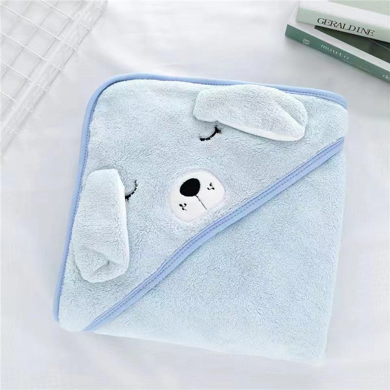 Soft Coral Fleece Hooded Towel for Babies and Kids