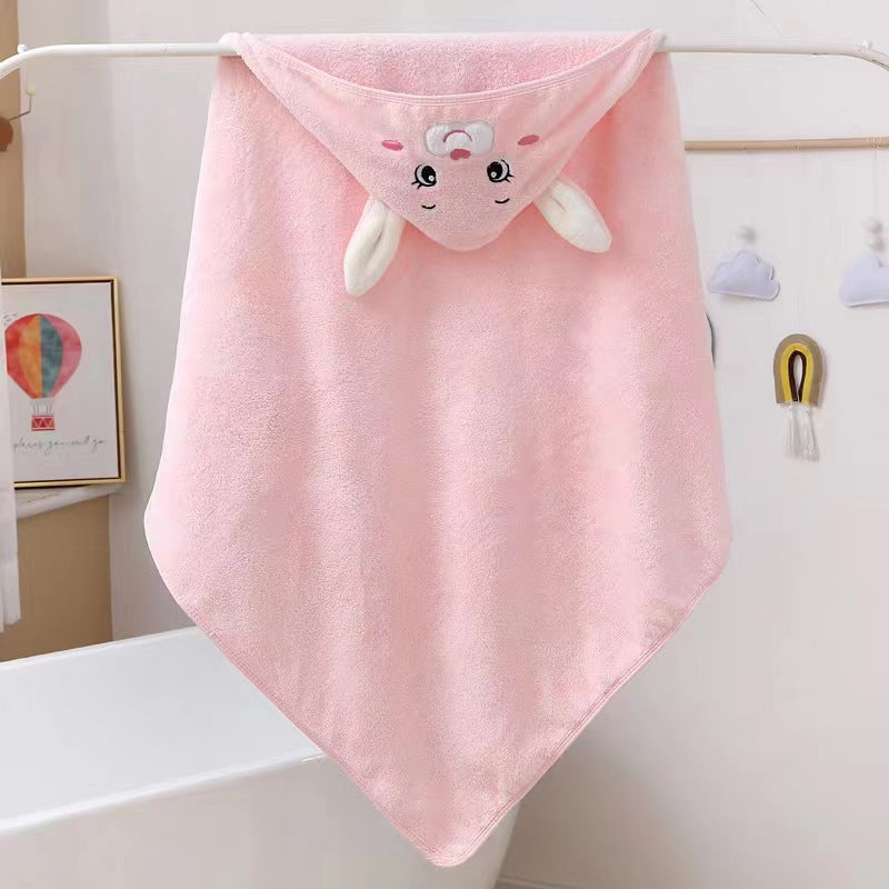 Soft Coral Fleece Hooded Towel for Babies and Kids