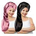2 Pcs Long Kids Bonnets for GirlsSilky Satin Bonnet for Sleeping Kids Bonnet for Kids BraidsLong Hair