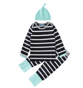 Striped 3-Piece Baby Outfit Set: Hat, T-Shirt, Pants