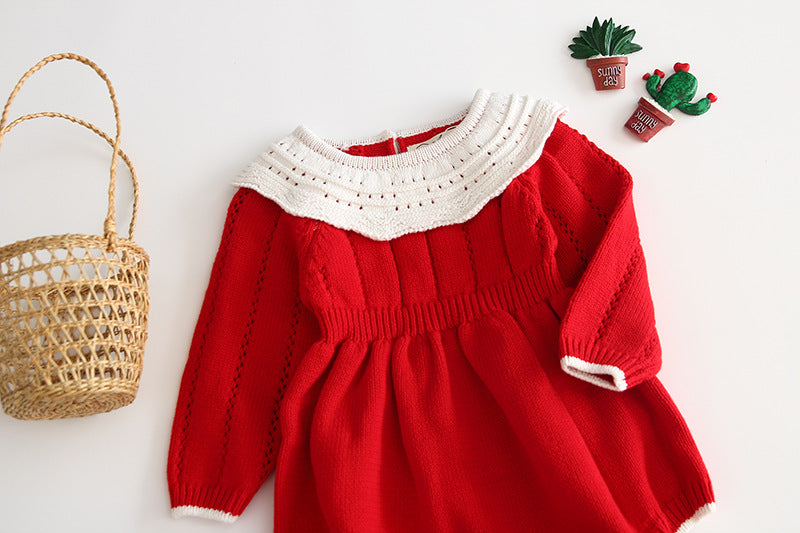 2020 Korean Style Baby Knitted Romper with Collar