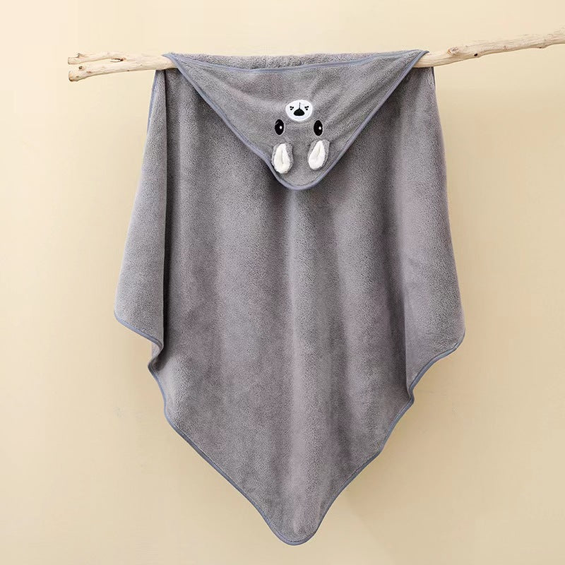 Soft Coral Fleece Hooded Towel for Babies and Kids