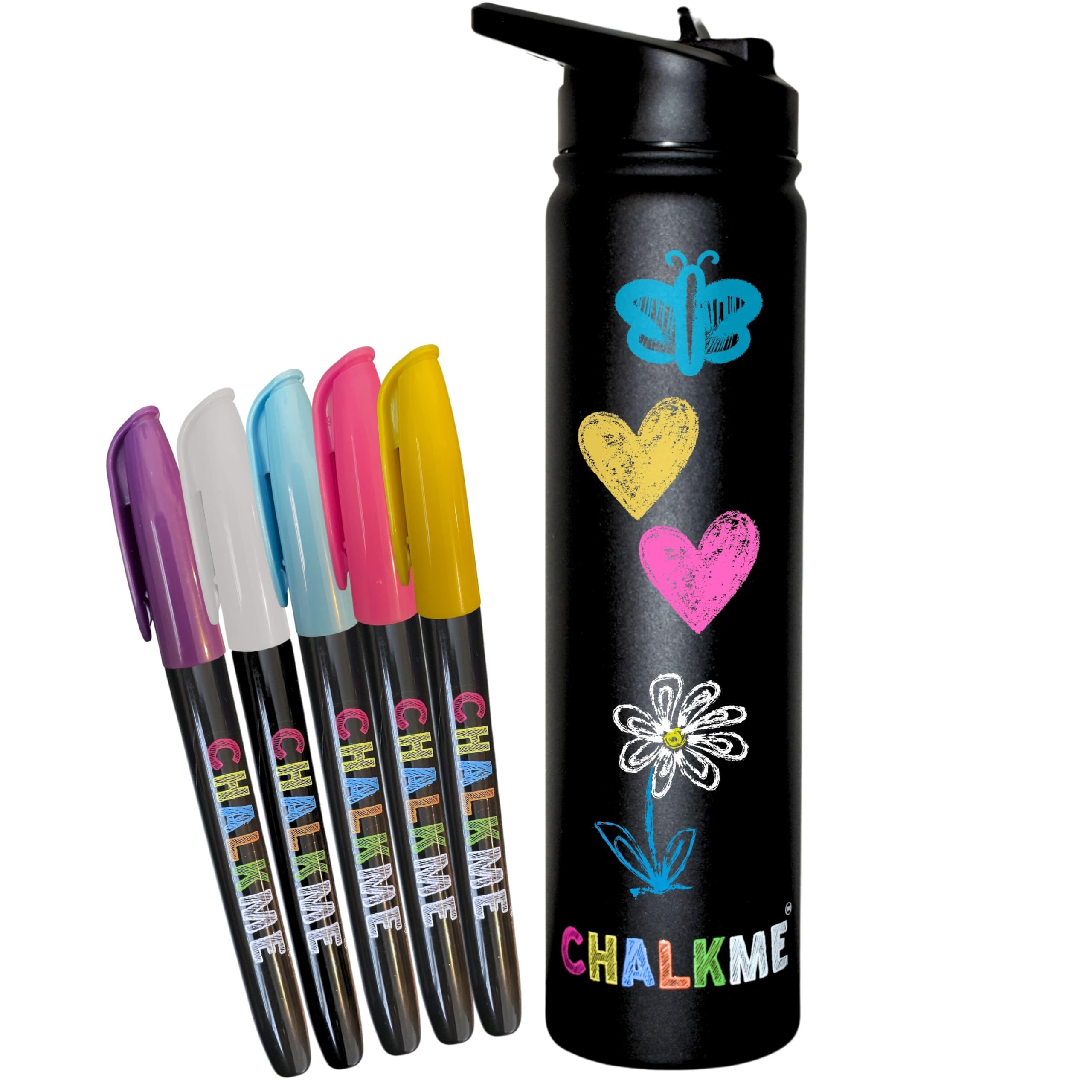 25oz Kids Water Bottle Stainless Steel. Chalk Markers Included. Washable Markers For Kids. Kids Activities 4-8. Girls Boys Gifts. Winter Crafts For Kids. Kids Painting Kit. Valentines Gifts For Kids.