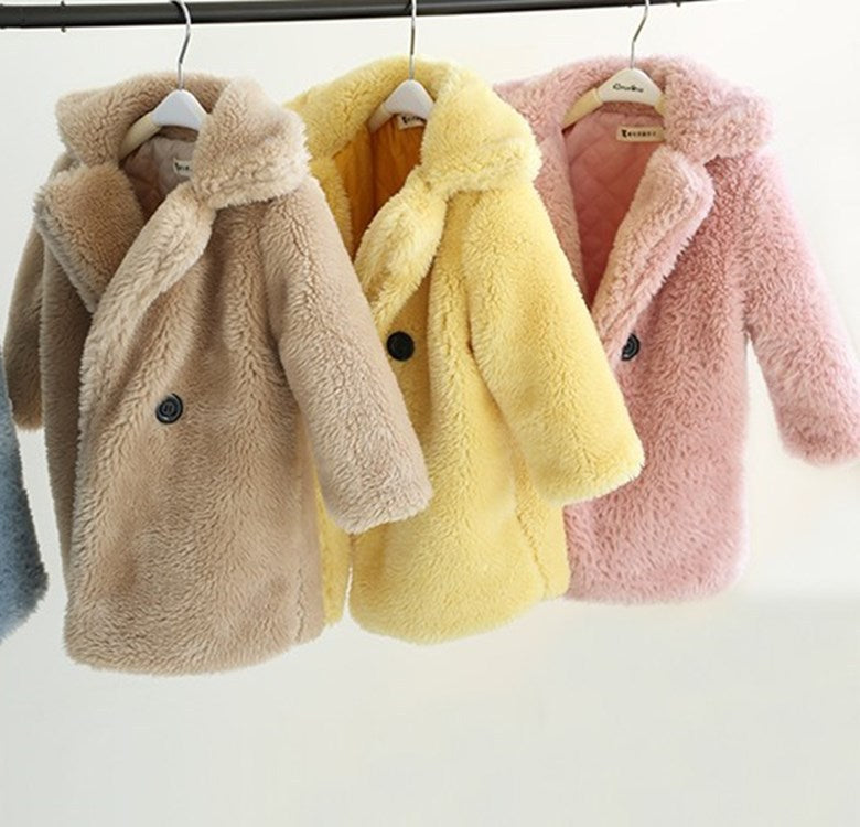 Lapel Cashmere Coat for Kids