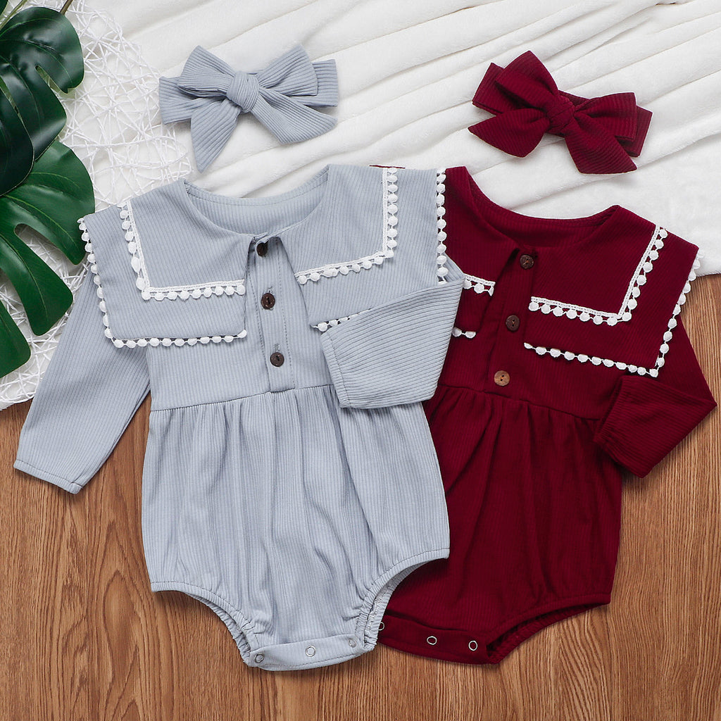 Sweet Ruffle Collar Baby Jumpsuit for Kids
