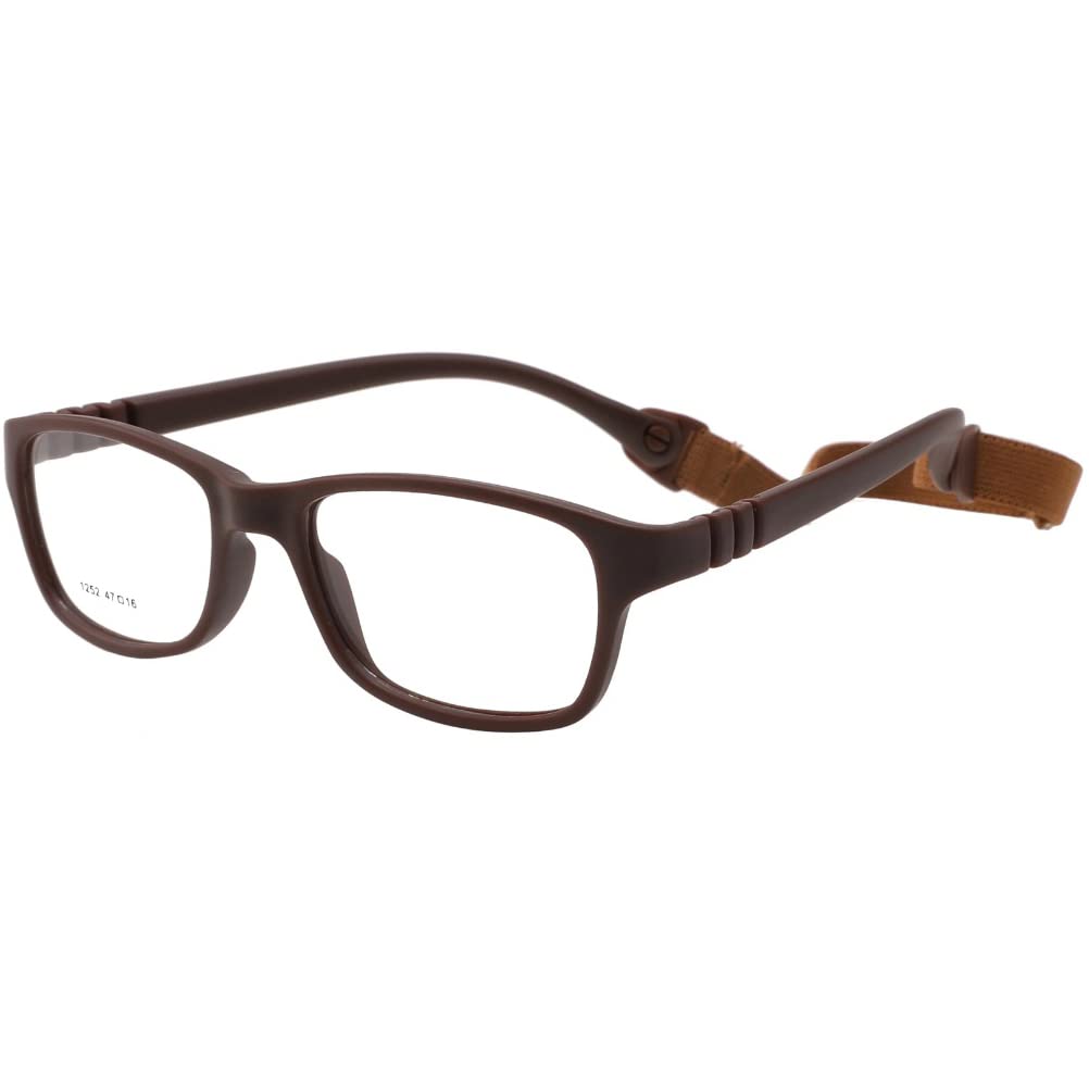 Geborilma Unbreakable Eyeglasses for Kids Flexible Glasses - Kids Prescription Sports Glasses 4-7 years - Kids Flex Glasses Brown