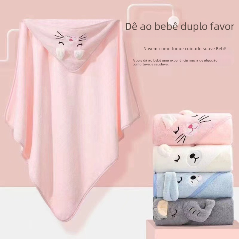 Soft Coral Fleece Hooded Towel for Babies and Kids