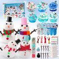 LAWOHO Build a Snowman Kit with Clear Slime & Air Dry Clay for Kids Christmas Crafts for Kids Slime Kit for Kids Christmas Gifts for Kids Stocking Stuffers for Kids Christmas Crafts Snowman Kit