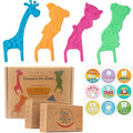 Biodegradable Kids Flossers -100 Pack Natural Kids Floss Picks Fluoride Free Biodegradable Floss Pick Organic Animal Kids Dental Floss Picks Dental Floss Sticks for Kids - (Mild Orange)