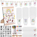 Pydeeirom 201 Pcs Baby Shower Set Baby Shower Game Sign Baby Bib Bodysuit White Baby Bib Newborn Bodysuit Baby Shower White Onesie Decorating Kit(Rainbow)