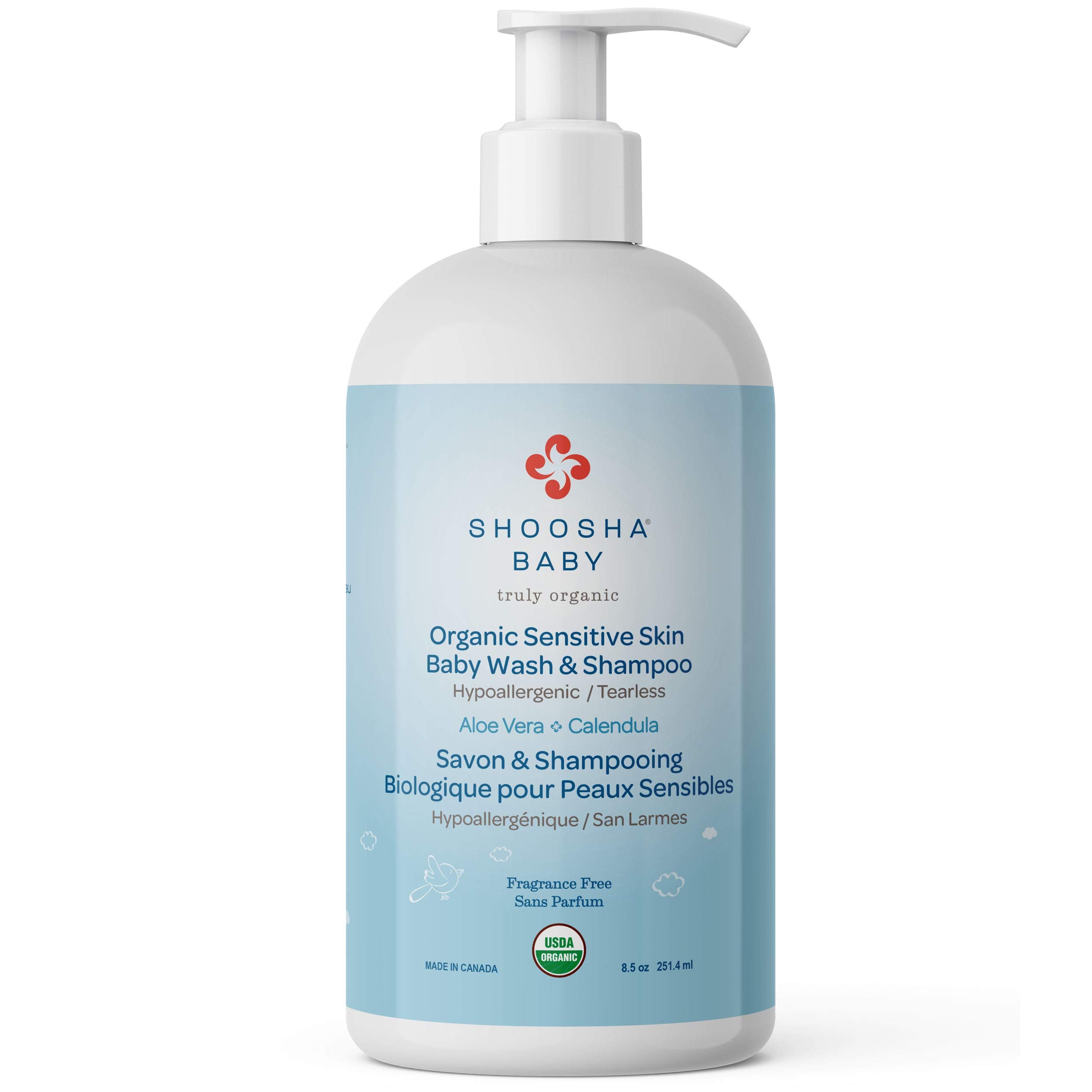 Shoosha USDA certified Organic Shampoo and Body Wash for babies and kids Great for Sensitive Skin All natural made from food grade ingredients Fragrance and Tear Free Hypoallergenic