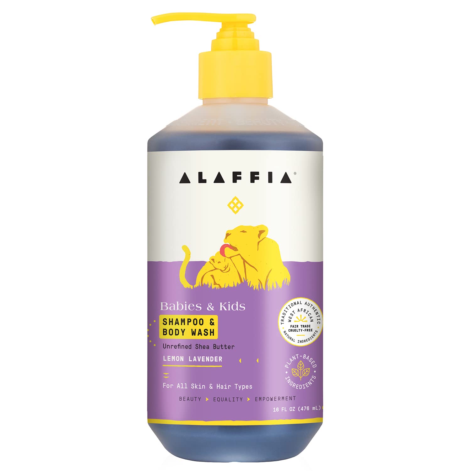 Alaffia Babies and Kids Shampoo and Body Wash Gentle and Calming Support for Soft Hair and Skin with Shea Butter Neem and Coconut Oil Fair Trade Lemon Lavender