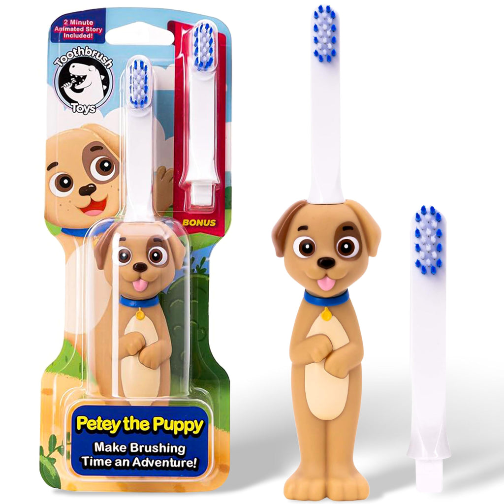 Toothbrush Toys - Kids Soft Toothbrush for Ages 2 and Above Kids Brushes for Teeth Replaceable Head Kids Tooth Brushes Gentle Cute Toothbrush for Kids Kids Toothbrush - Puppy Design