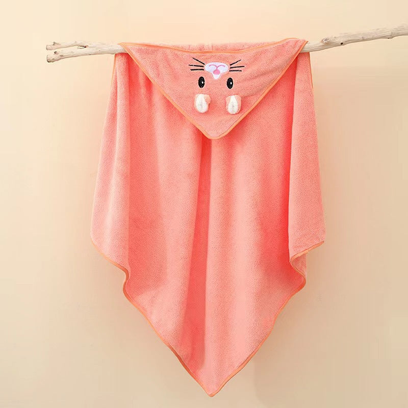 Soft Coral Fleece Hooded Towel for Babies and Kids