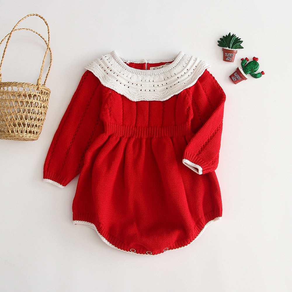 2020 Korean Style Baby Knitted Romper with Collar