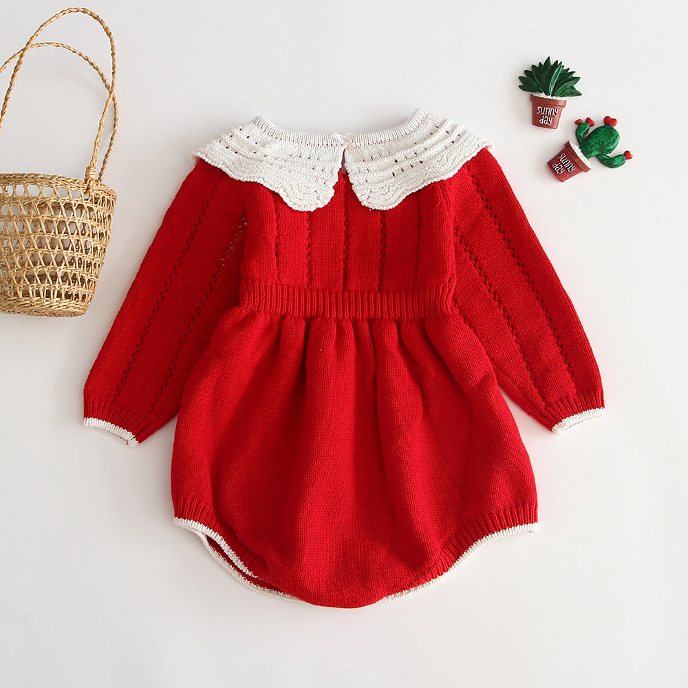 2020 Korean Style Baby Knitted Romper with Collar